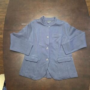 Banana Republic womens XL Navy Blue Knit Blazer Stand Collar Jacket NWT